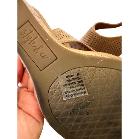 Style & Co Size 7 Maddyson Woman’s Cork Wedge Sling Back Sandal Lt Taupe - Picture 11 of 14